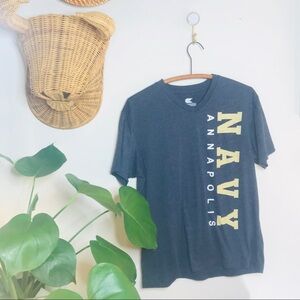 Navy Annapolis College V Neck Heathered Tee